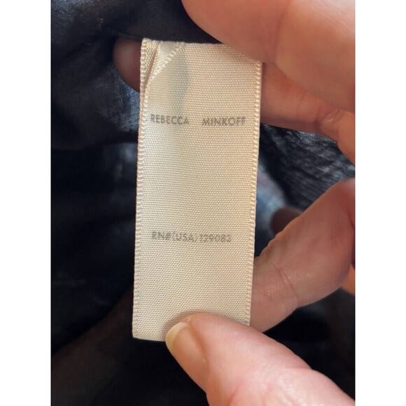 Rebecca Minkoff Shirt Dress Black Floral Medium Mini Sleeveless Drawstring Waist - Picture 9 of 12